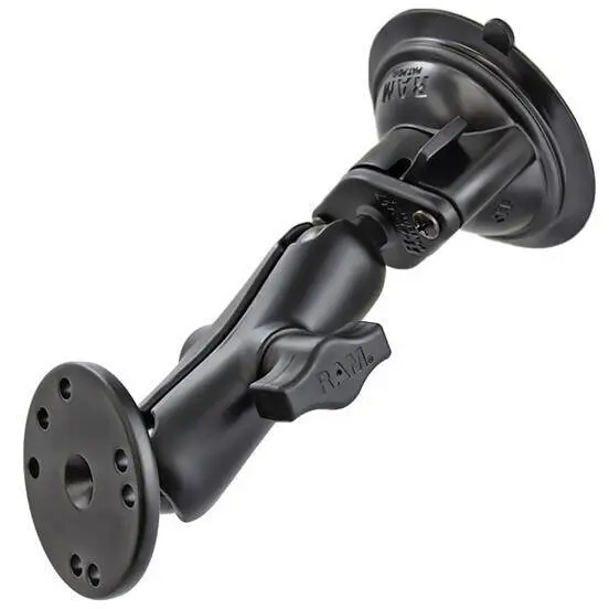 RAM MOUNTS RAM® Twist-Lock™ Suction Cup Double Ball Mount cu placa rotunda - Mediu