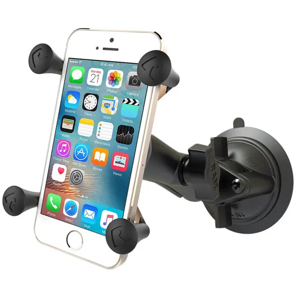 RAM MOUNTS Suport universal pentru telefon, RAM Mounts, Twist-Lock Suction Cup Mount cu Universal X-Grip Phone Cradle, negru