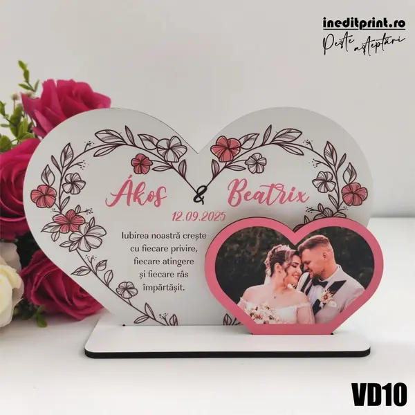 Rama foto personalizata Inima roz VD10