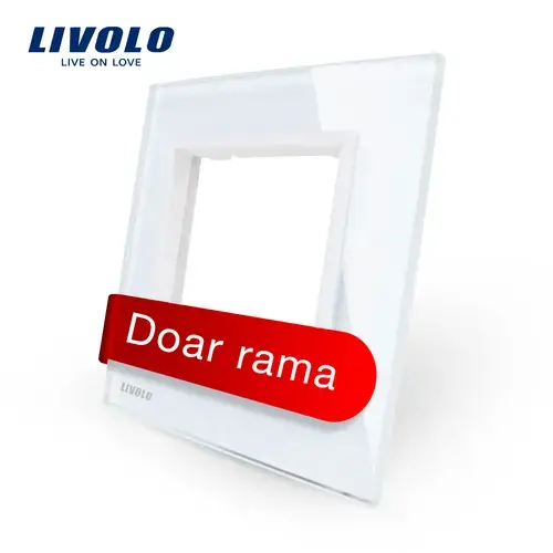 Rama priza simpla Livolo din sticla (Alb)