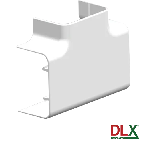 Ramificație T pentru canal cablu 102×50 mm, alb RAL 9010-9016, autostingere UL94 V0, DLX