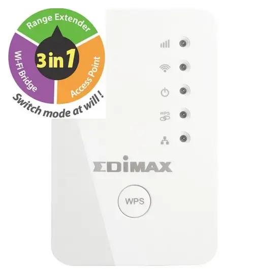 Range Extender Wireless Edimax EW-7438RPn mini, 3 in 1 (Range Extender, Access Point, Wi-Fi Bridge) 300 Mbps, 2 Antene interne
