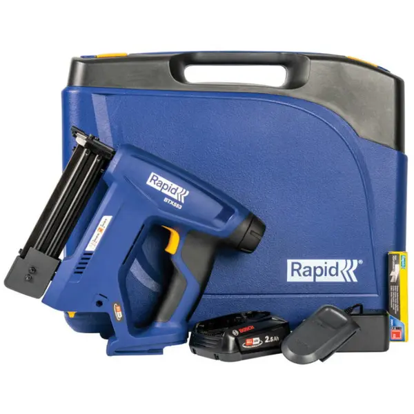 RAPID Rapid 5001506, P4A, Set pistol capsator cu acumulator si incarcator BTX553, functional cu capse No.53 si cuie No.8, Bosch Power for All Alliance