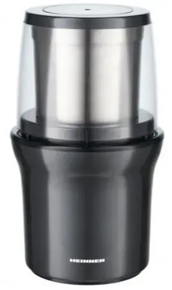 Rasnita electrica Heinner Gemmini 200 HCG-200DGIX2, 200 W, 70 g, Rasnire umeda/uscata, 2 Recipiente (Negru/Inox)