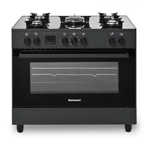 Ravanson Aragaz Ravanson KWGE-K90, Cheff pe gaz-electric, 5 arzatoare, latime 90 cm, capacitate 105 litri, Negru