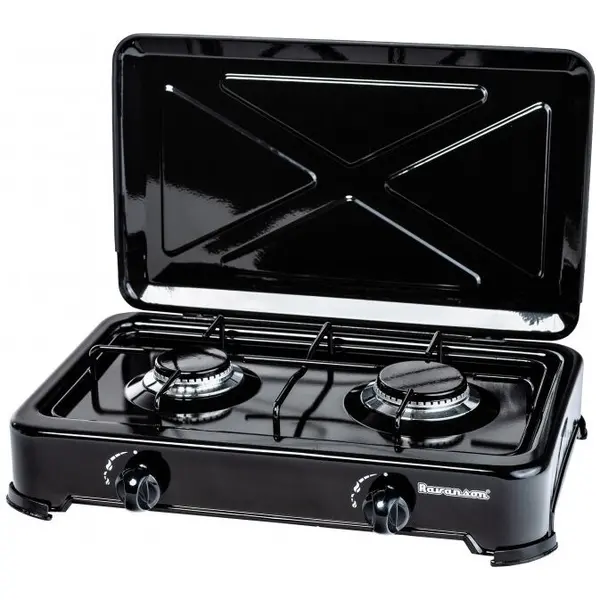 Ravanson Aragaz reglabil, Ravanson, cu 2 arzatoare, K-02TB, Negru