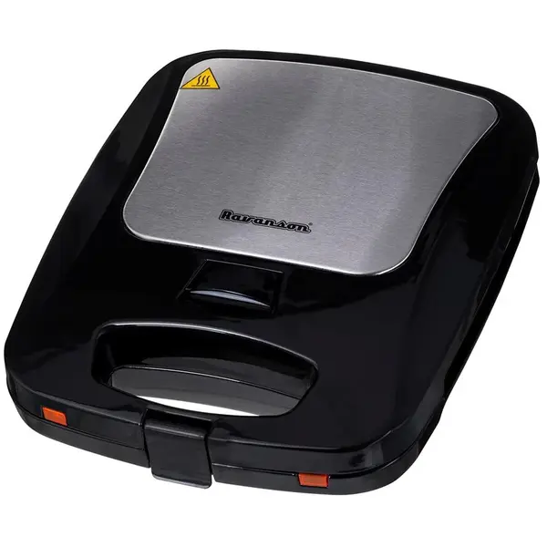Ravanson Sandwich Maker Ravanson OP-7050, 1200 W, placi detasabile, Negru/Argintiu