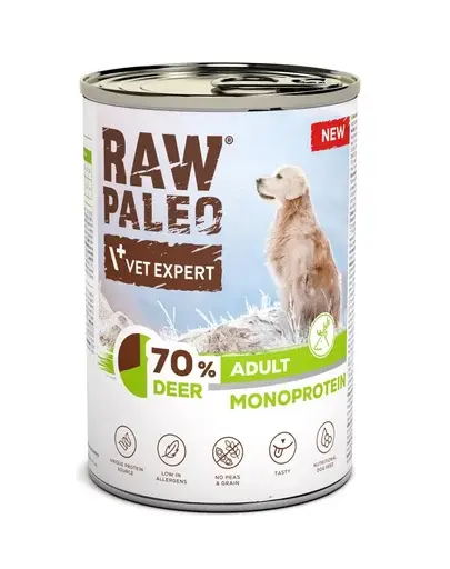 RAW PALEO Monoprotein Adult cu cerb 400 g hrană umedă pentru câini