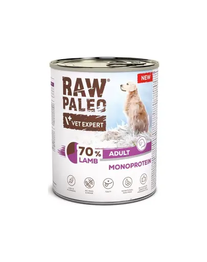 RAW PALEO Monoprotein Adult cu miel 800 g hrană umedă pentru câini