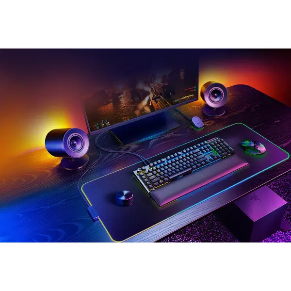 Razer Boxe gaming Razer Nommo V2 Pro RZ05-04740100-R3G1, Difuzor 2.1, USB, Bluetooth, RGB, Negru