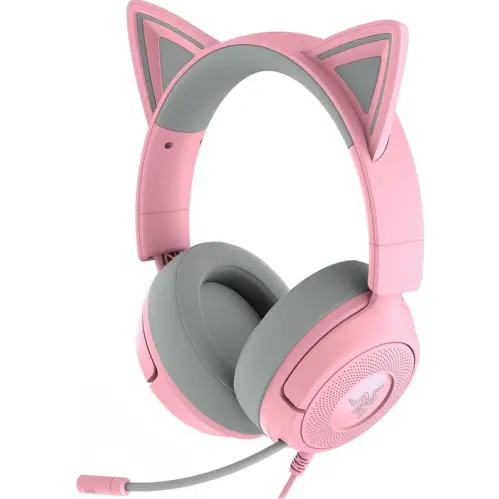 Razer Casti Gaming cu fir Razer Kraken Kitty V3 X, Jack 3.5 mm, microfon, Gri/Roz