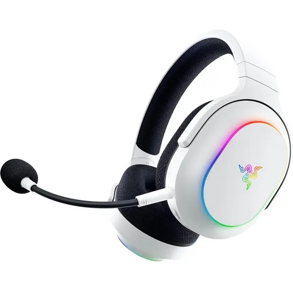 Razer Casti Gaming Wireless Razer Barracuda X Chroma, 2.4GHz/Bluetooth, Iluminare in 6 zone, Microfon HyperClear Cardioid, 7.1 Surround, Multiplatforma, Alb