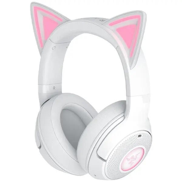 Razer Casti gaming wireless Razer Kraken Kitty V2 BT, 2 zone iluminare Razer Chroma RGB, autonomie pana la 40h cu incarcare Type C, Alb