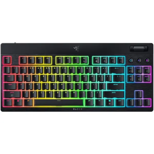 Razer Tastatura Razer Blackwidow V4 Low profile HyperSpeed TKL, switch Green Clicky, 110 taste, iluminare Razer Chroma RGB, USB, Wireless, Negru