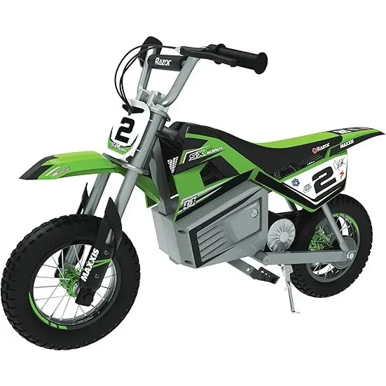 Razor Motocicleta electrica pentru copii Razor, SX350, McGrath Supercross Rider, Negru-Verde