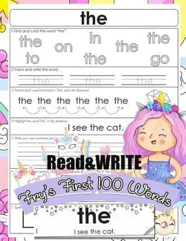 Read and Write Fry's First 100 Words: With 100 Sight Word Mini Books Write and Learn High Frequency Word Practice Pages That Are Key to Reading Succes, Paperback/Jenis Jean