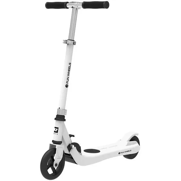 Rebel Trotineta electrica Fun Wheels R, Viteza maxima 12 Km/h, Autonomie 6Km, Motor 100W, IP54, roti 5.5, Alb