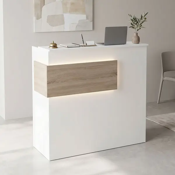 Receptie birou, Optima, Alb, 40x110x110 cm