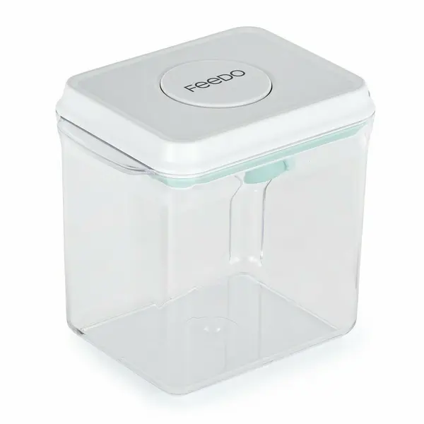 Recipient depozitare lapte praf, Feedo, 1700 ml, Capac etans, Din plastic, Fara BPA, Turcoaz