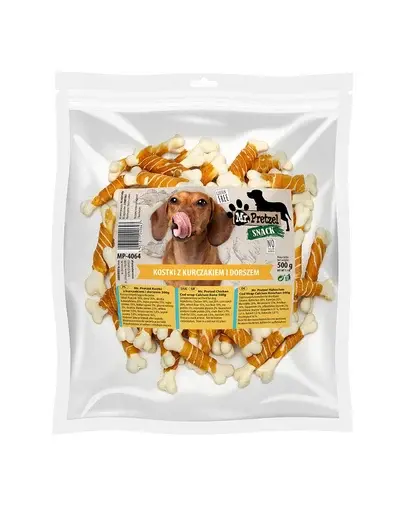 Recompense câini cuburi pui și cod MR. PRETZEL 500 g