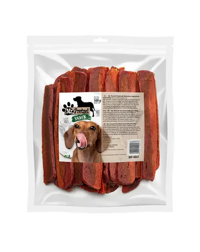 Recompense câini mix carne vită miel cerb pentru câini mofturoși MR. PRETZEL 500g