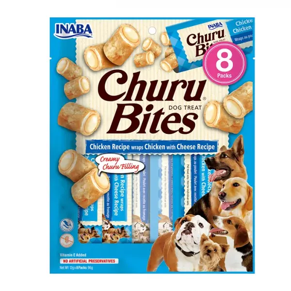 Recompense pentru caini Churu Bites cu pui branza 8 buc x 12 gr