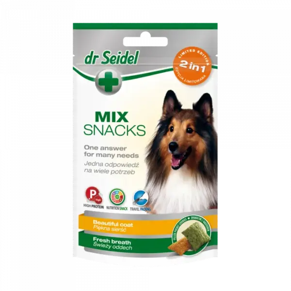 Recompense pentru caini Dr Seidel Mix Snack Blana Frumoasa 90 gr