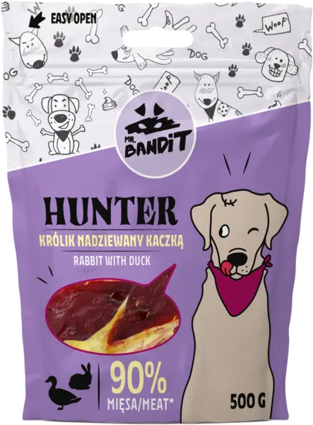 Recompense pentru caini Mr. Bandit HUNTER, iepure si rata, 500g