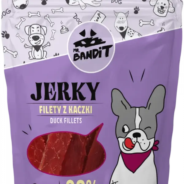Recompense pentru caini Mr. Bandit JERKY, rata, 80g