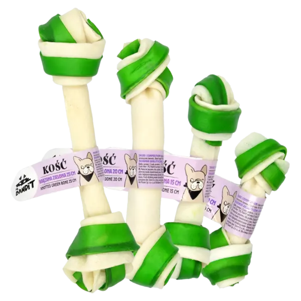 Recompense pentru caini Mr. Bandit Knotted Bone, os innodat verde de 25 cm