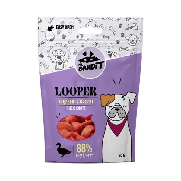 Recompense pentru caini Mr. Bandit Looper Kntos cu rata 80 gr