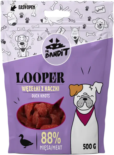 Recompense pentru caini Mr. Bandit LOOPER, rata, 500g