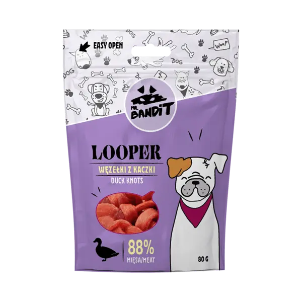 Recompense pentru caini Mr. Bandit LOOPER, rata, 80 g