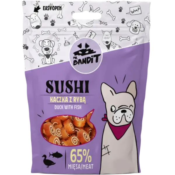 Recompense pentru caini Mr. Bandit Sushi cu rata peste 80 gr
