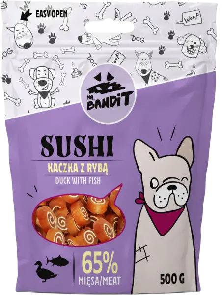 Recompense pentru caini Mr. Bandit SUSHI, rata si peste 80g