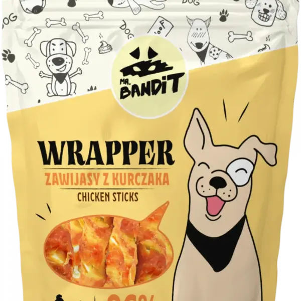 Recompense pentru caini Mr. Bandit WRAPPER, sticks, Pui, 500 g