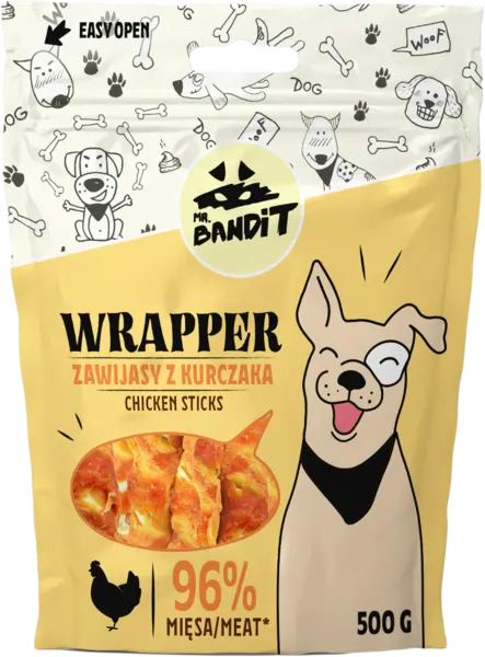 Recompense pentru caini Mr. Bandit WRAPPER XXXL, pui, 500g
