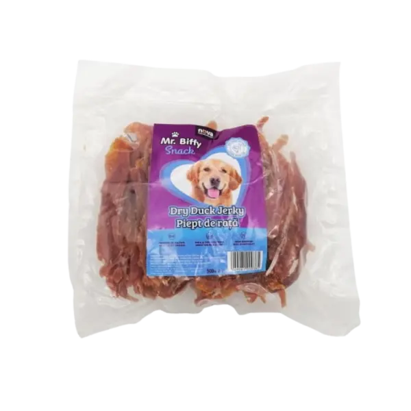 Recompense pentru caini Mr. Biffy, piept de rata, 500g