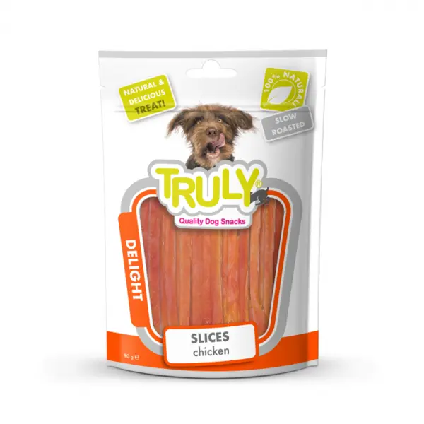 Recompense pentru caini Truly, fasii de pui, 360g