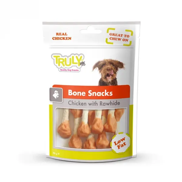 Recompense pentru caini Truly, pui si piele de vita, Low fat, 360g