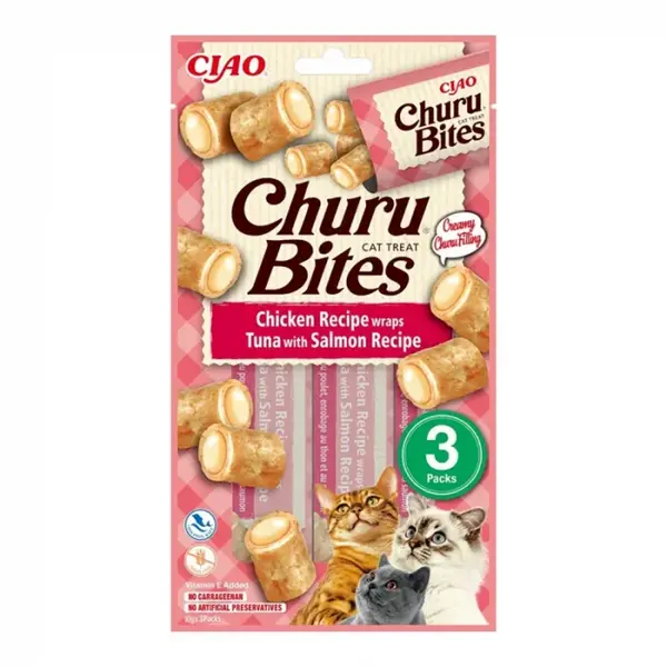 Recompense pentru pisici Churu Bites cu pui ton somon 3 buc x 10 gr