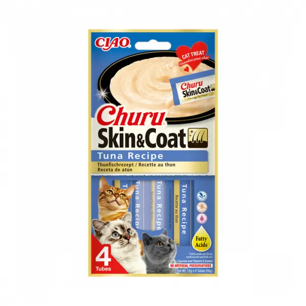 Recompense pentru pisici Churu Skin Coat cu ton 4 buc x 14 gr