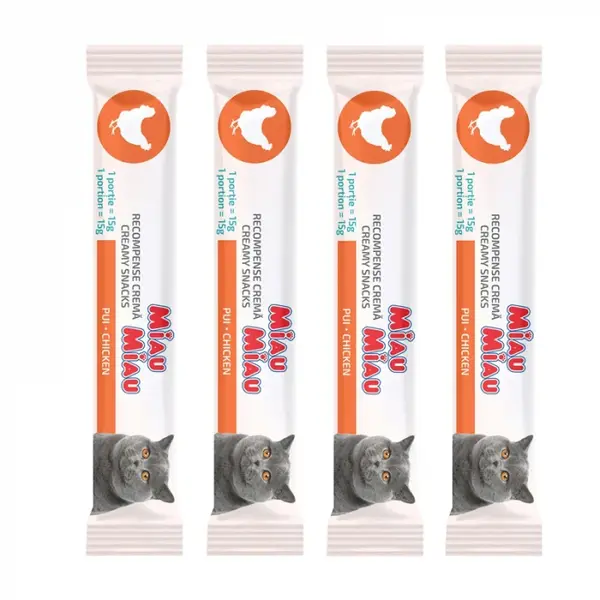 Recompense pentru pisici Miau Miau Creamy Snacks cu pui 4 buc x 15 gr