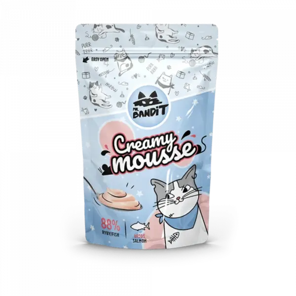 Recompense pentru pisici Mr. Bandit CAT Creamy Mousse, somon, 60 g