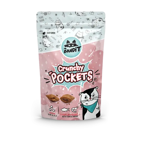 Recompense pentru pisici Mr. Bandit CAT Crunchy Pockets, ton si creveti, 40 g