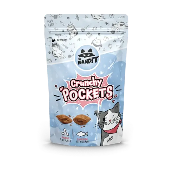 Recompense pentru pisici Mr. Bandit Crunchy Pockets cu somon 40 gr