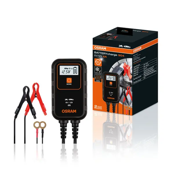 Redresor OSRAM BATTERYcharge 904 auto/moto 6V/12V 4A pentru acumulatori maxim 90Ah AGM GEL VRLA Litiu