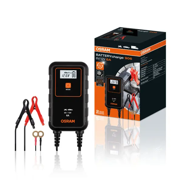 Redresor OSRAM BATTERYcharge 906 auto/moto 6V/12V 6A pentru acumulatori maxim 160Ah AGM GEL VRLA Litiu