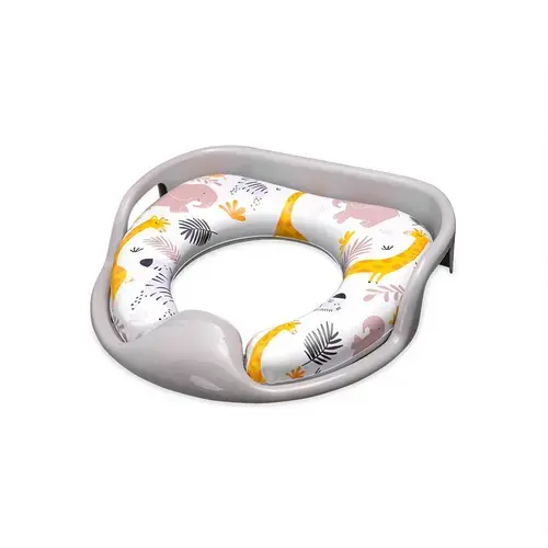 Reductor moale pentru toaleta Lorelli, cu manere, model universal, confortabil, impermeabil, protectie impotriva stropirii, Grey Animals