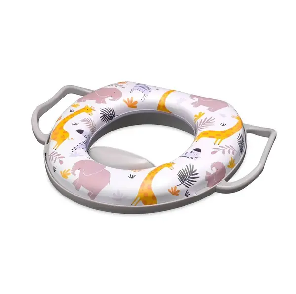 Reductor pentru toaleta moale cu manere Lorelli Grey Animals